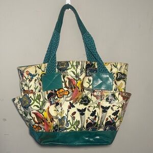 The Sak large Floral Patterned Tote Bag with Teal Accents